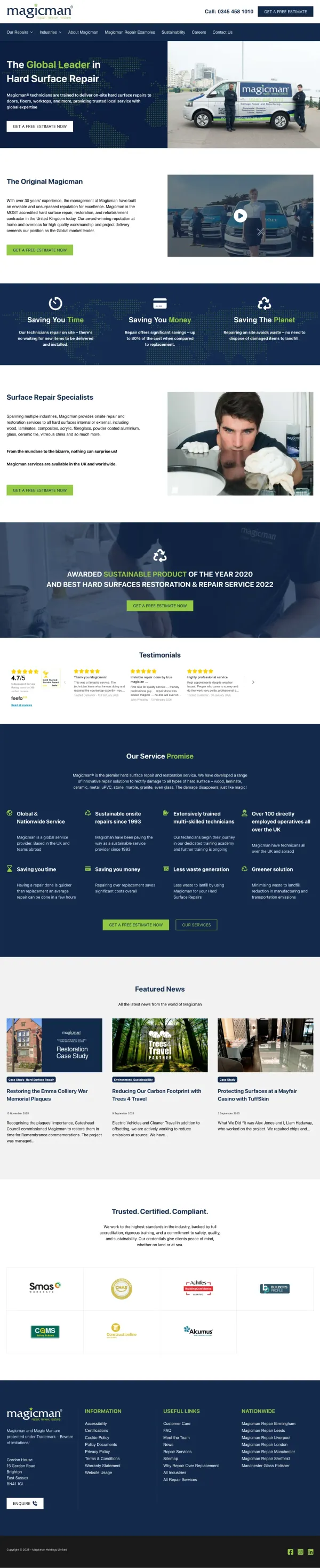 Magicman website screenshot